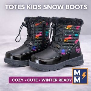 Totes Kids Snow Boots with Colorful Animal Print